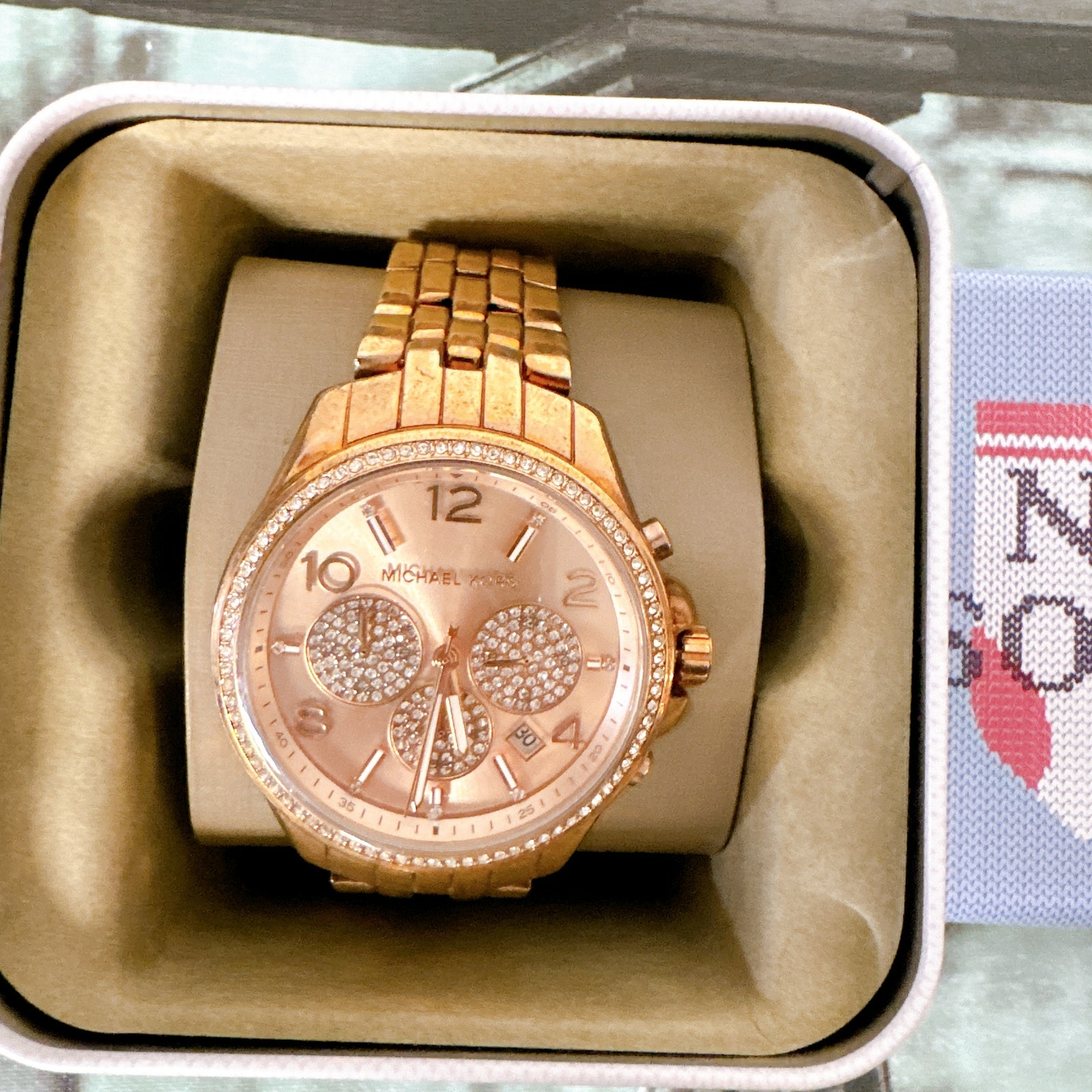 Michael Kors Mk7251 Oversized Pilot Pav Rose Gold-Tone Watch